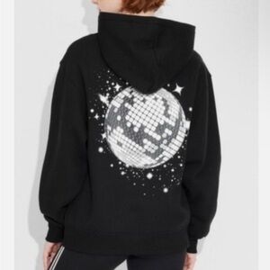 Black Hoodie with Disco Ball Design Target Size Small